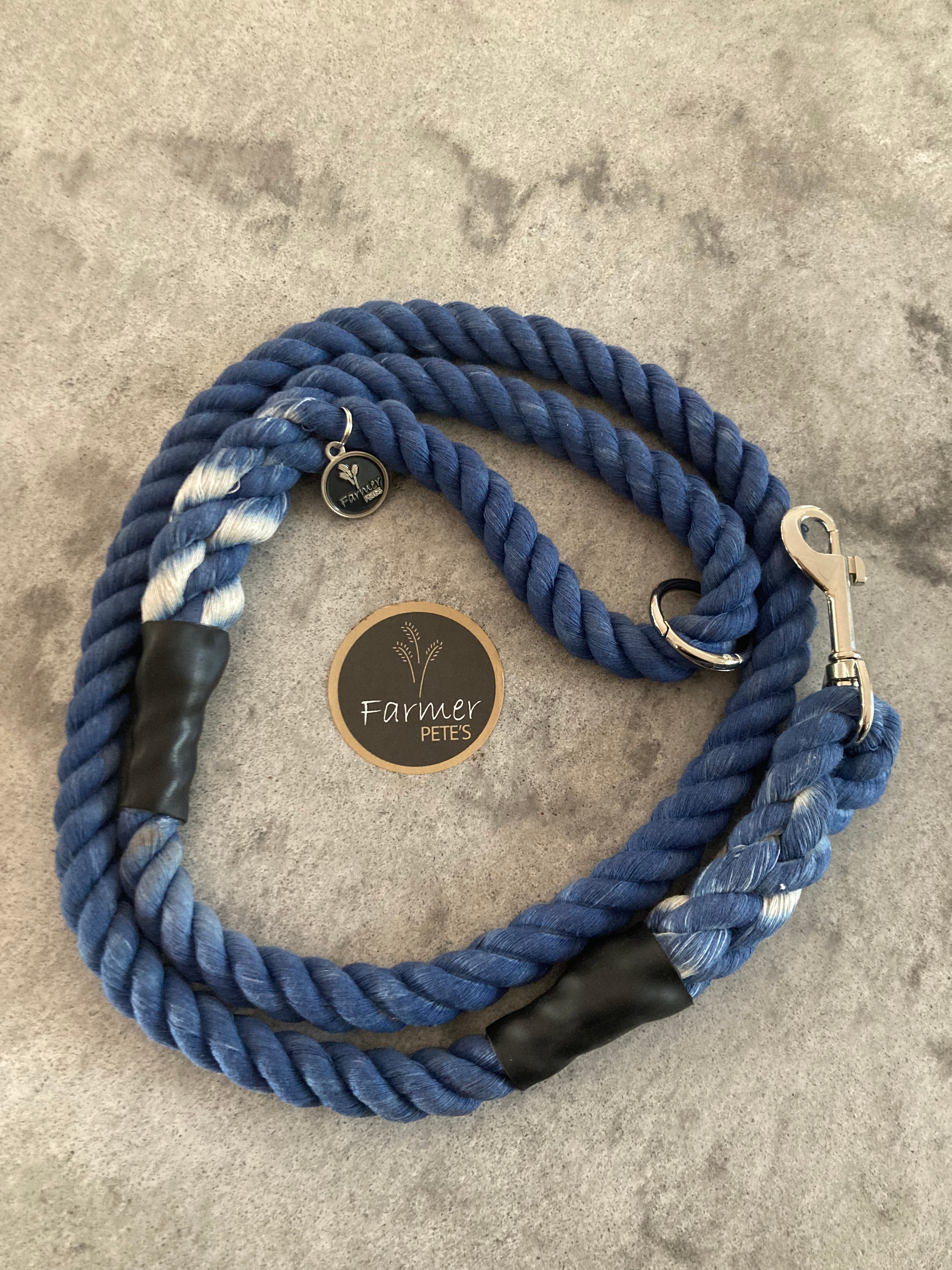 Denim Eco-friendly Dog Leads and Leaches, organic cotton handcrafted by Farmer Pete&#39;s Australian Made