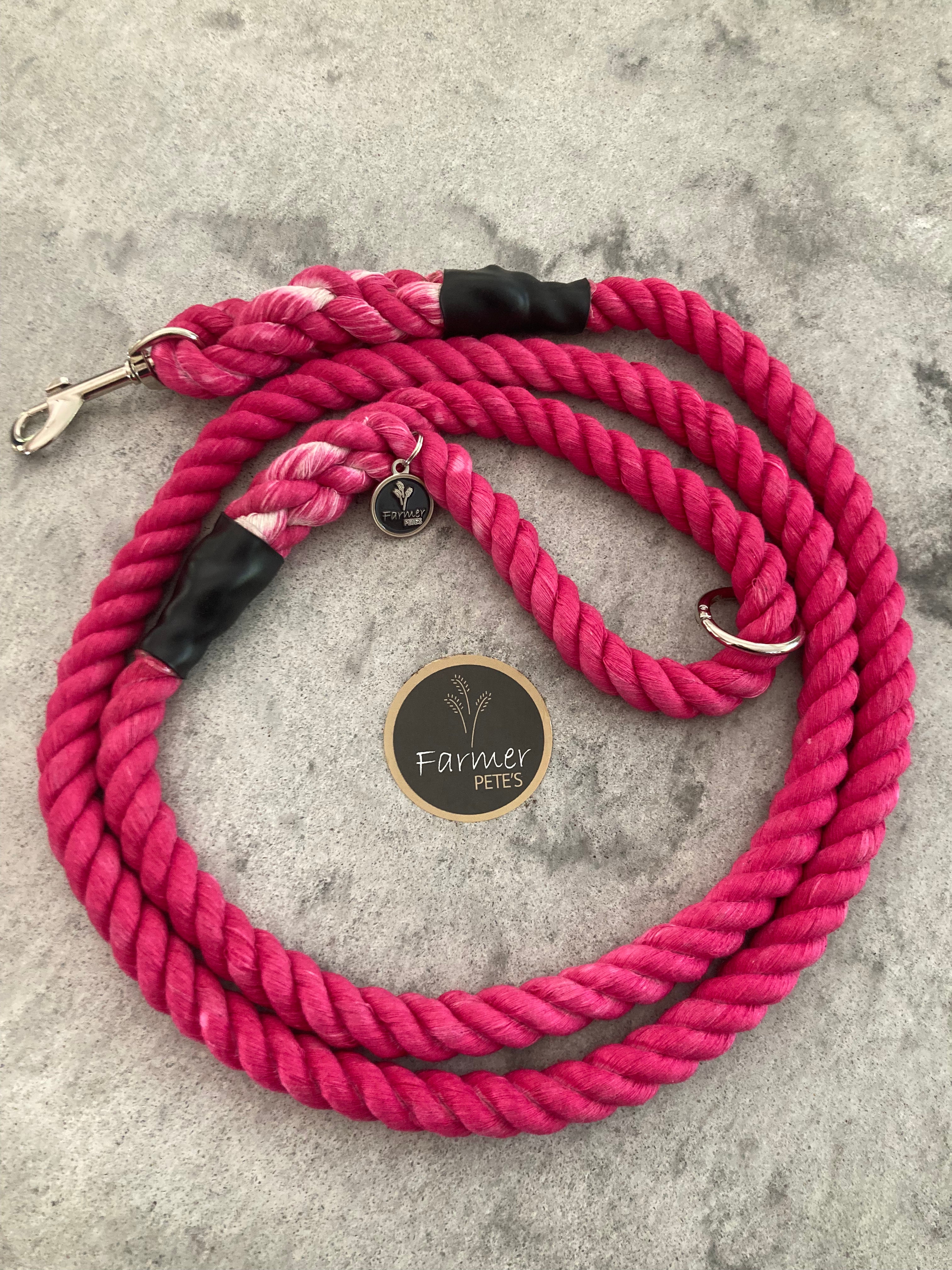 Red Eco-friendly Dog Leads and Leaches, organic cotton handcrafted by Farmer Pete&#39;s Australian Made