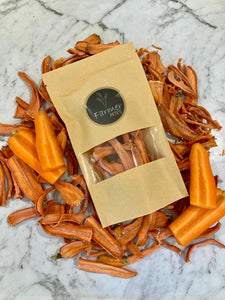 Dried Carrot Slices made for pet treats for Rabbits and Guinea Pigs by Farmer Pete&#39;s