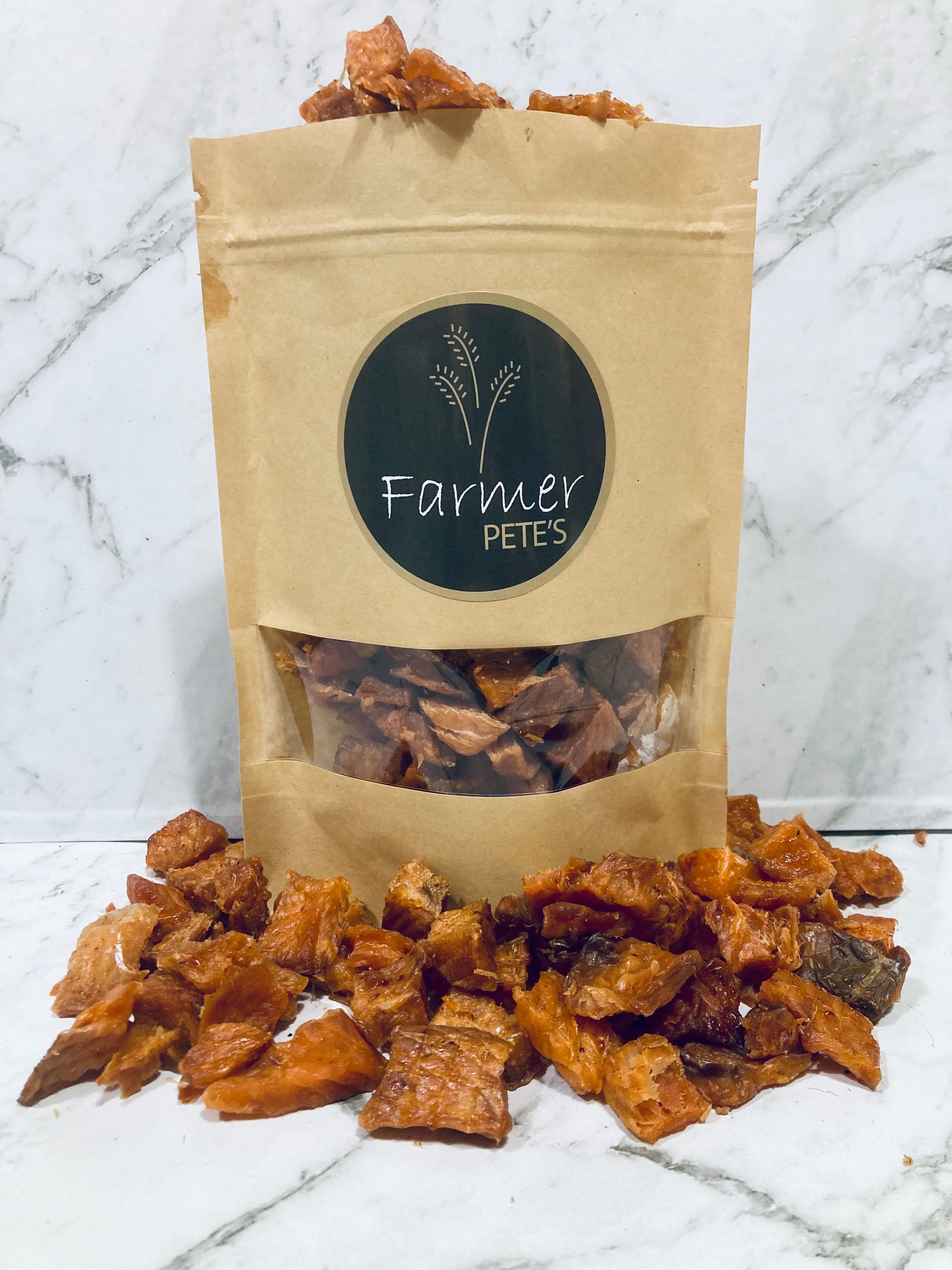 Healthy Salmon bites for dogs and cats by Farmer Pete&#39;s.