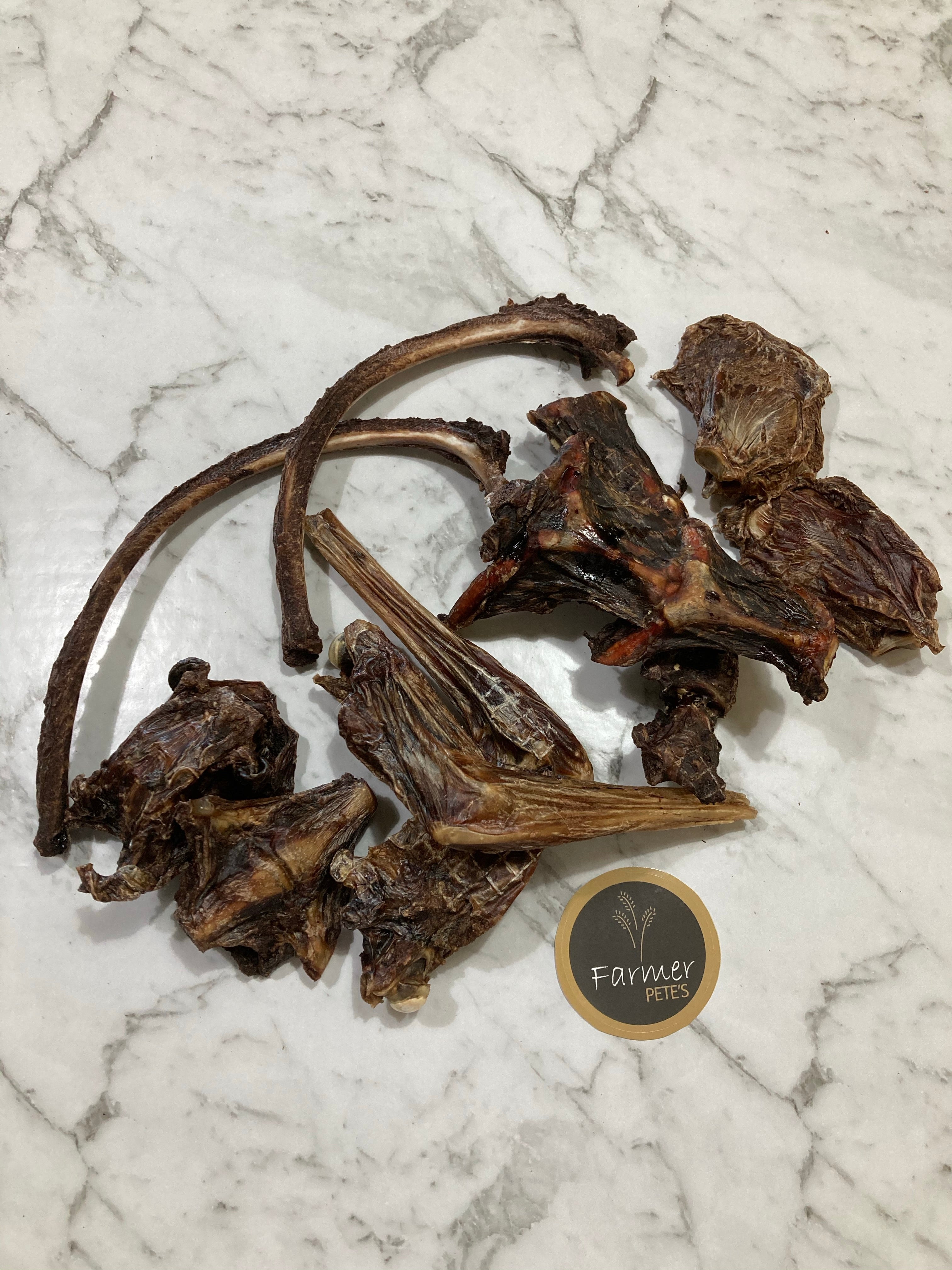 Roo Mixed Bones Dried Kangaroo Bone Dog Treats Farmer Pete's