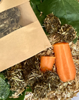 Farmer Pete's Tuesday Tantaliser biscuits made from fresh Australian carrot, spinach, rocket, coriandar and oaten hay.