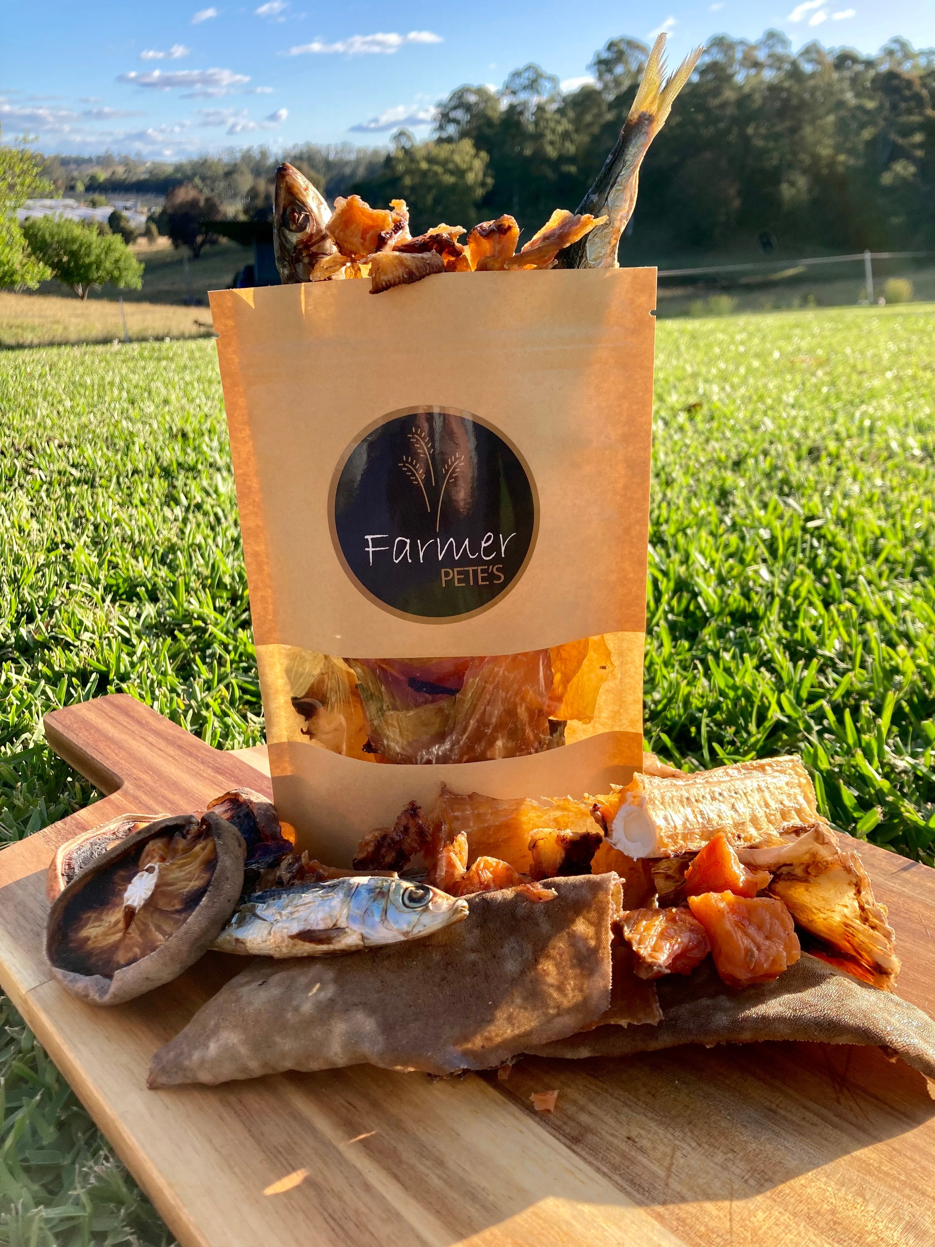 Seafood fish treats for dogs by Farmer Pete's