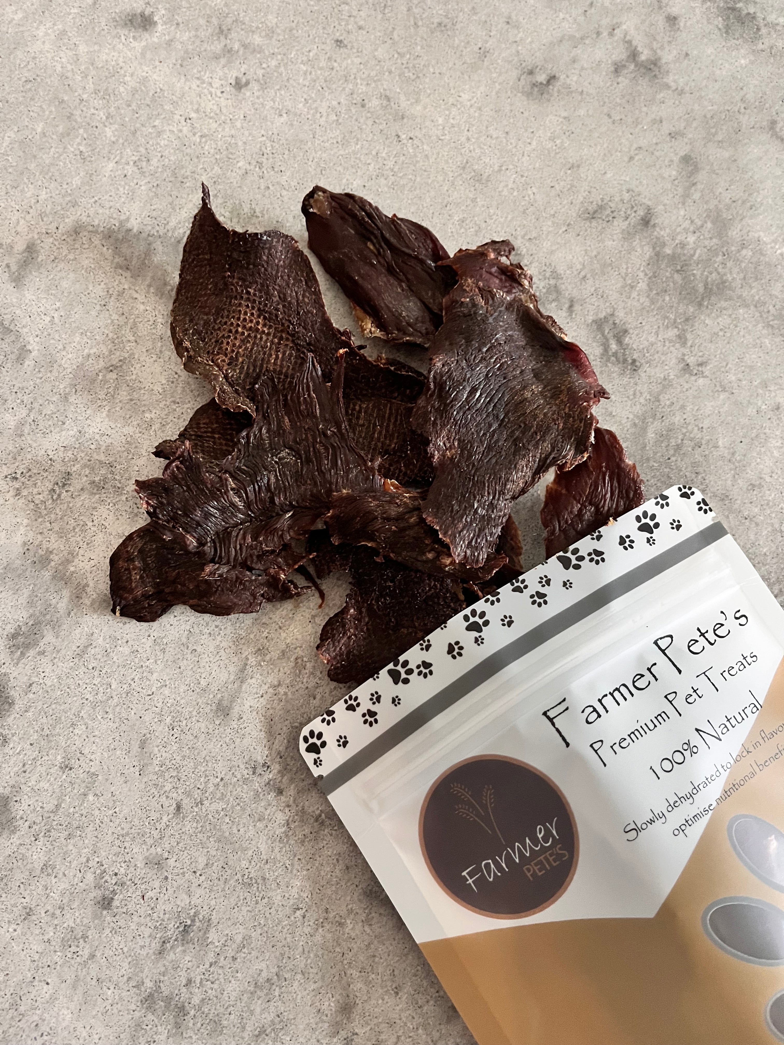 Emu Jerky Dog Treats made by Farmer Pete's in Australia