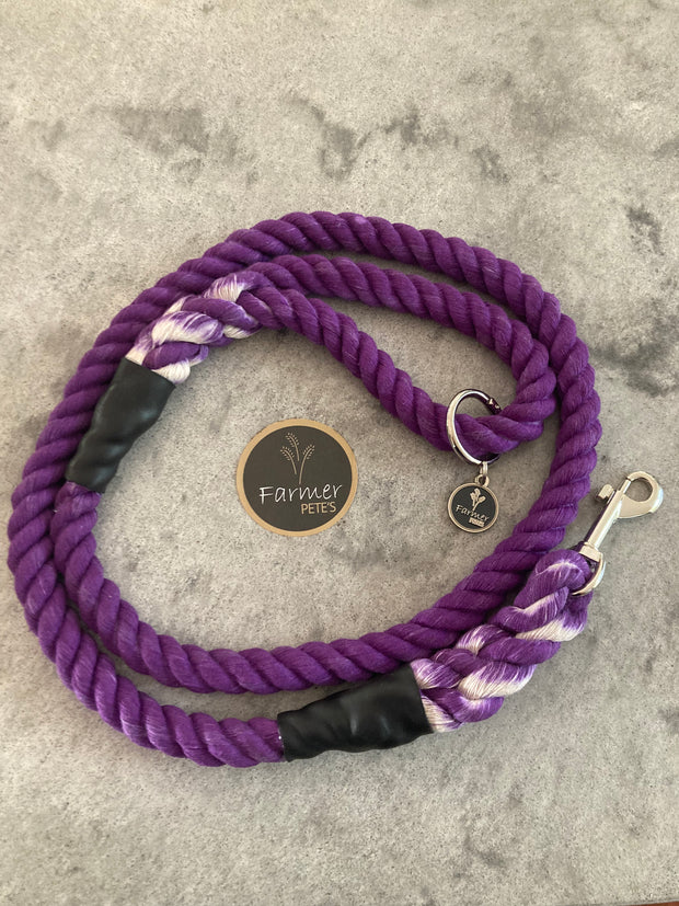 Purple Eco-friendly Dog Leads and Leaches, organic cotton handcrafted by Farmer Pete's Australian Made