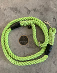 Lime Green Eco-friendly Dog Leads and Leaches, organic cotton handcrafted by Farmer Pete's Australian Made