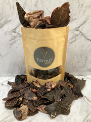 Kangaroo (Roo) Lucky Dip Dog Mix includes a selection of the best Kangaroo Liver, Heart, Kidney, Lung Puffs, Jerky. By Farmer Pete's, Australian made pet treats
