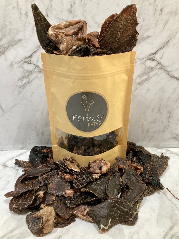 Kangaroo (Roo) Lucky Dip Dog Mix includes a selection of the best Kangaroo Liver, Heart, Kidney, Lung Puffs, Jerky. By Farmer Pete's, Australian made pet treats