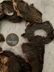 Natural beef heart dog treats with no additives by Farmer Pete's.
