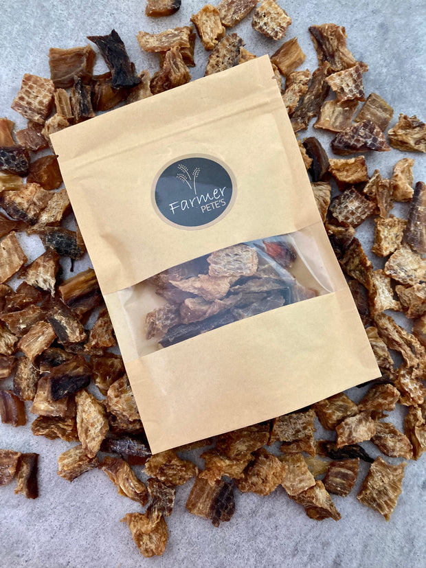 Farmer Pete's dehydrated fish bites for cats and dogs.