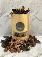 Combination of Farmer Pete's natural lamb offal treats for dogs. Liver, kidney, heart and puffs.