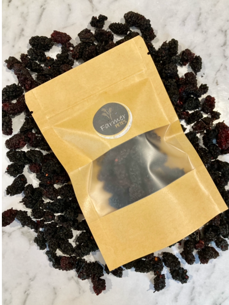 Natural dehydrated mulberries for pocket pets by Farmer Pete's. 