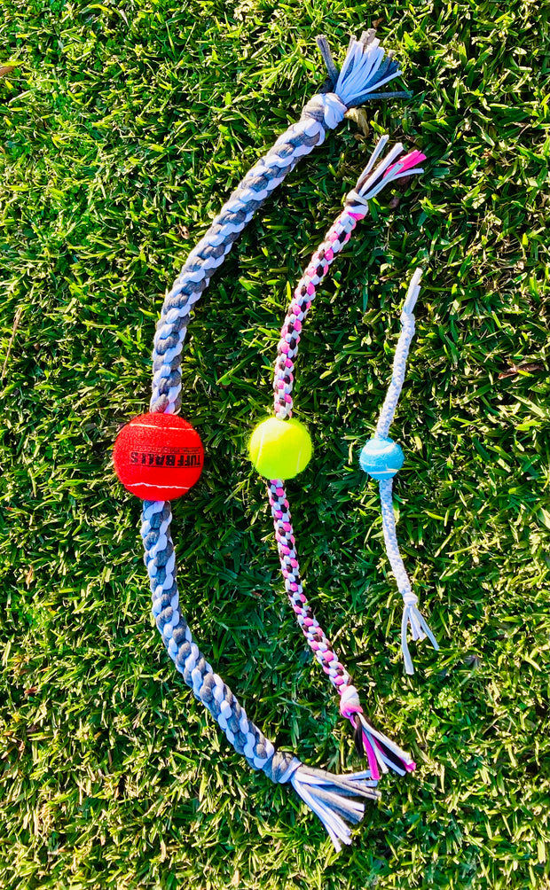 Tennis Ball Fetch Toy for dogs, with rope