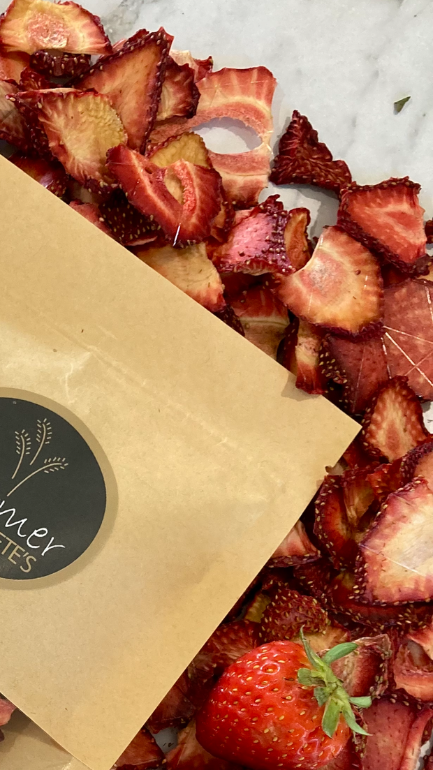 100% natural dried strawberry made from Australian produce by Farmer Pete's.