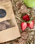Rabbit and Guinea Pig treats Sunday Specials made from pear, strawberry, rolled oats and oaten hay. Australian owned and loved.
