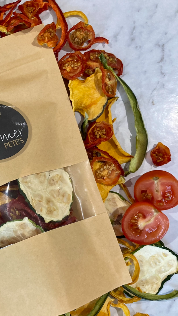 Dried tomato, capsicum, pumpkin and zucchini for pocket pets by Farmer Pete's.