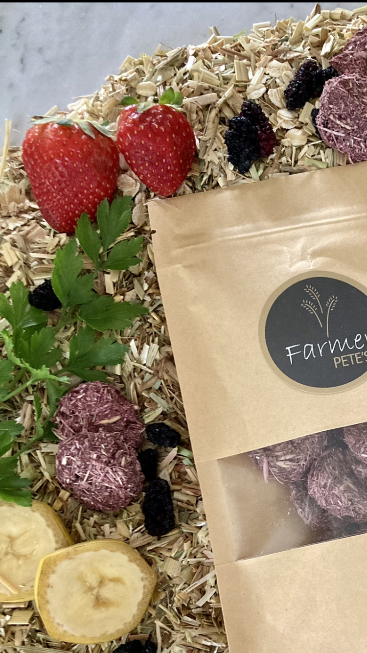 Purple Friday Favourite biscuits for pocket pets homemade by Farmer Pete's.