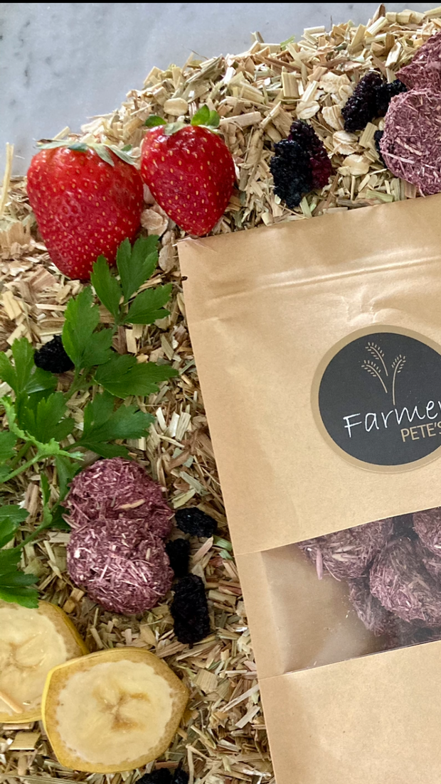 Purple Friday Favourite biscuits for pocket pets homemade by Farmer Pete's.