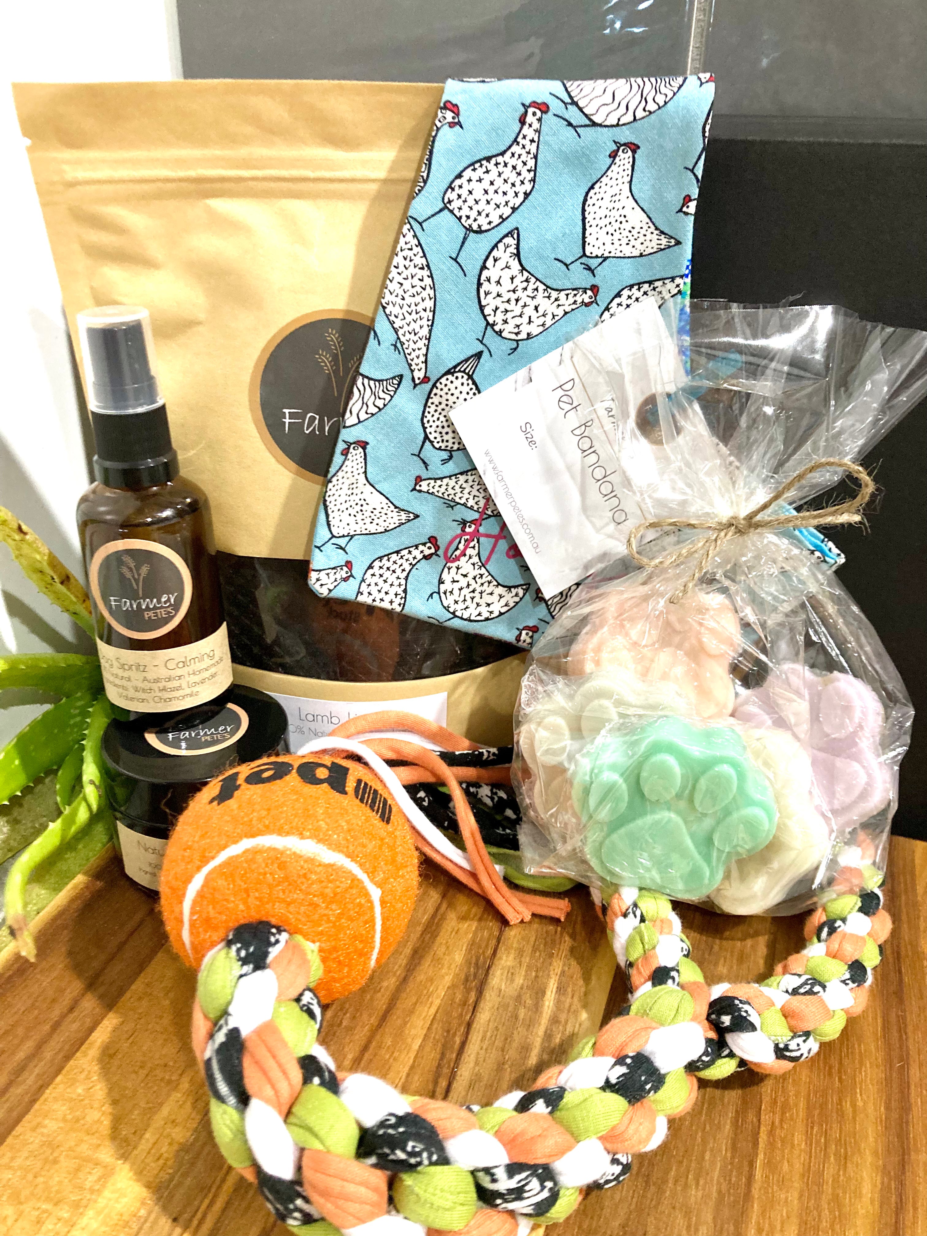 Farmer Pete&#39;s Pamper Your Pooch Box. 
