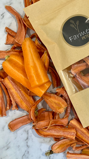 Australian made carrot slices for Rabbits and Guinea Pigs by Farmer Pete's. 