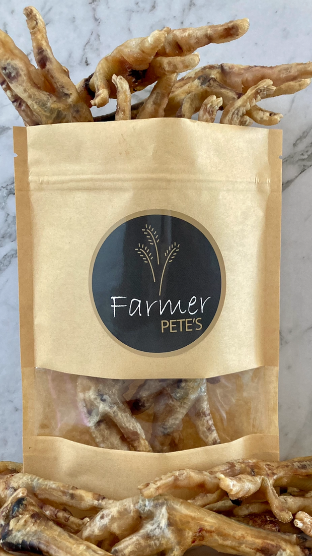 Farmer Pete's Chicken Feet cat and dog treats. 100% natural and Australian made.