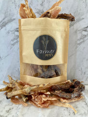 Assortment of dehydrated All-natural Chicken Breast Jerky, Jerky Bites, Feet and Necks for pet treats by Farmer Pete's