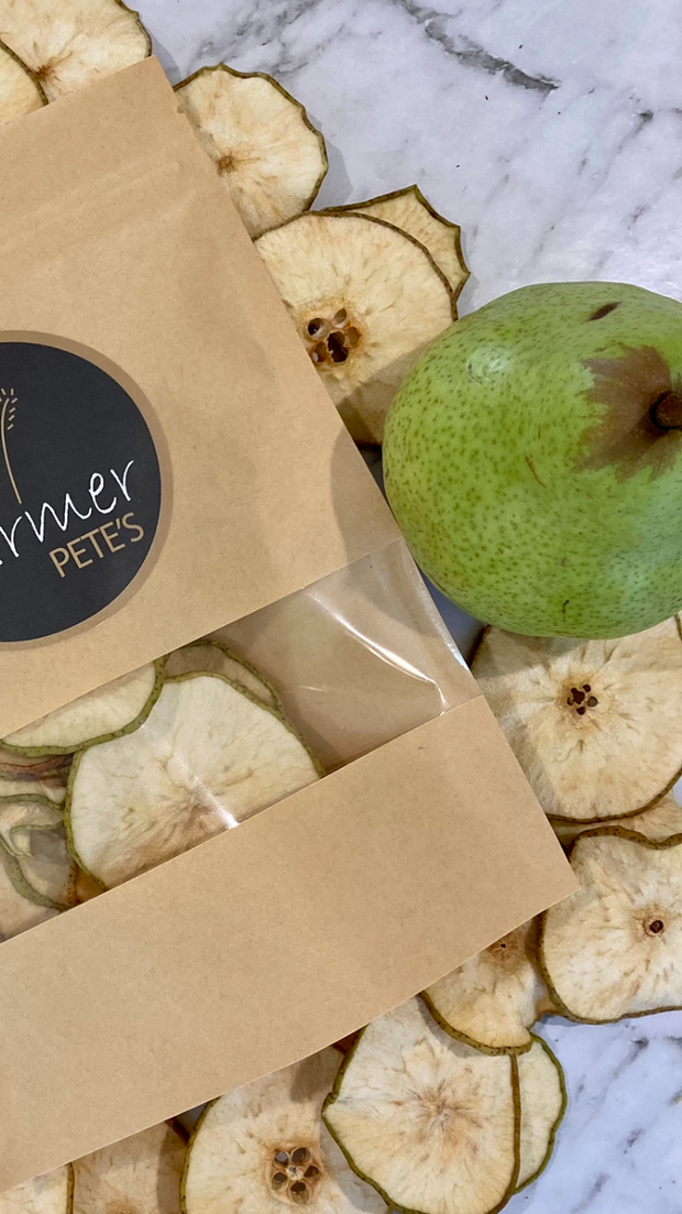 Natural pear pet treats for pocket pets by Australian business Farmer Pete's.