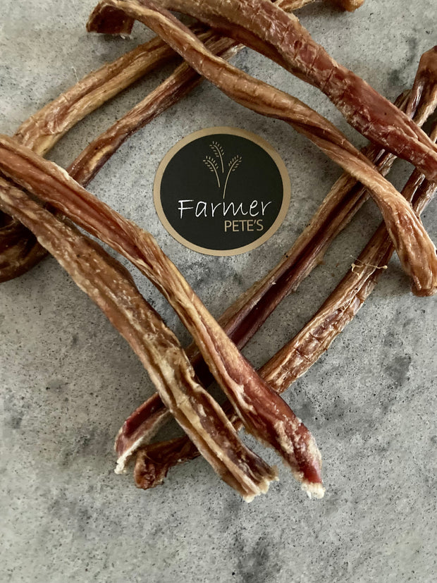 Farmer Pete's beef pizzle / bully sticks 100% natural and Australian made.