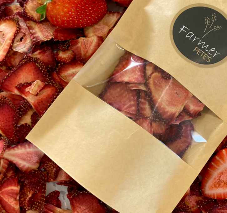 dehydrated strawberry pet treats, Australian made pocket pet treats by Farmer Pete&#39;s