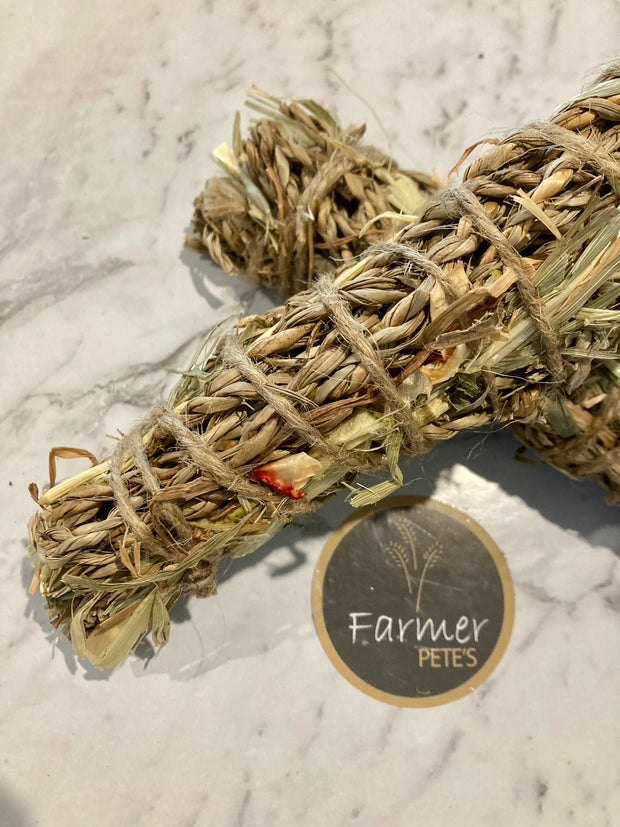 Colse up of Farmer Pete's Dried Seagrass Log treats