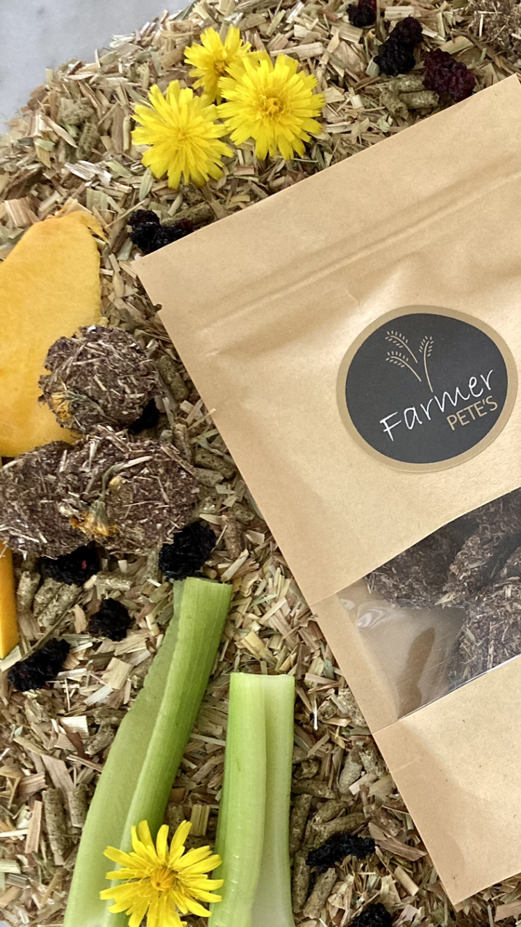 Delicious Thursday Tempter biscuits for rabbits and Guinea pigs. Australian made by Farmer Pete's. 