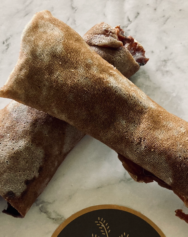 Farmer Pete's Shark Skin Roll dog chews. Sustainably sourced and Australian made.