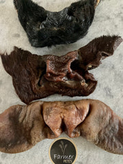 Beef Nose (snout) dog chews by Farmer Pete's.