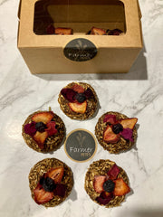Pete's Pudds arranged in a circle. Biscuit cakes for Rabbits and Guinea Pigs. 