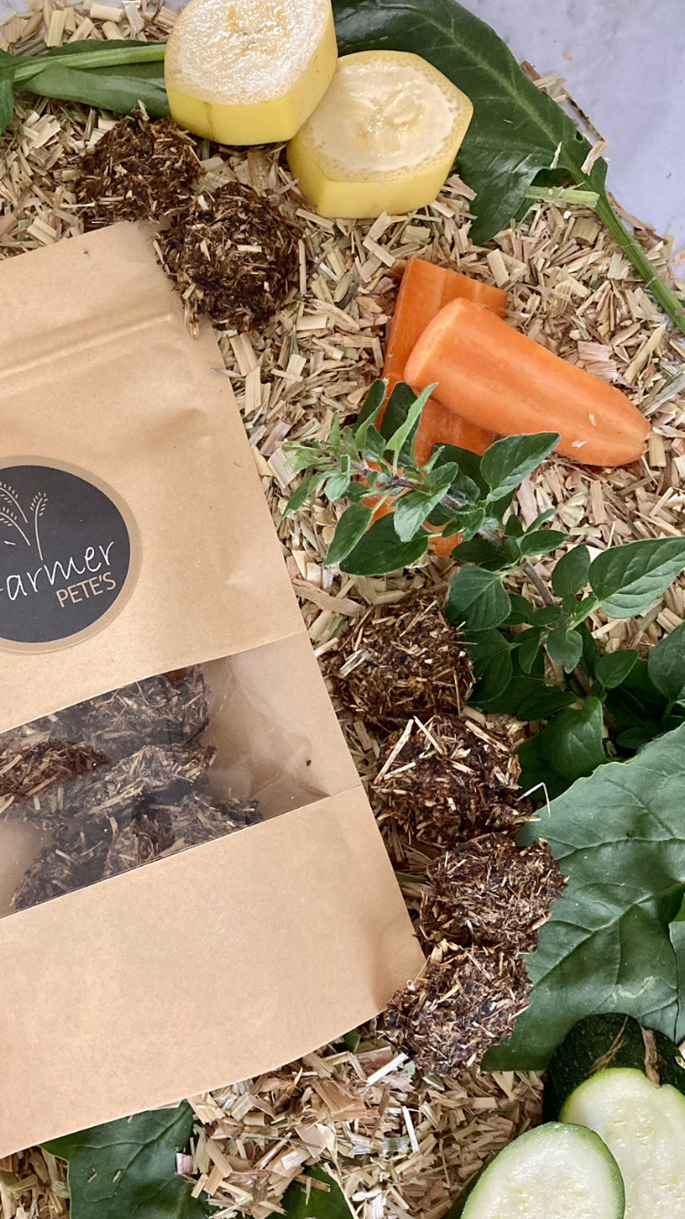 Monday Munchie rabbit and guinea pig treats by Farmer Pete's.