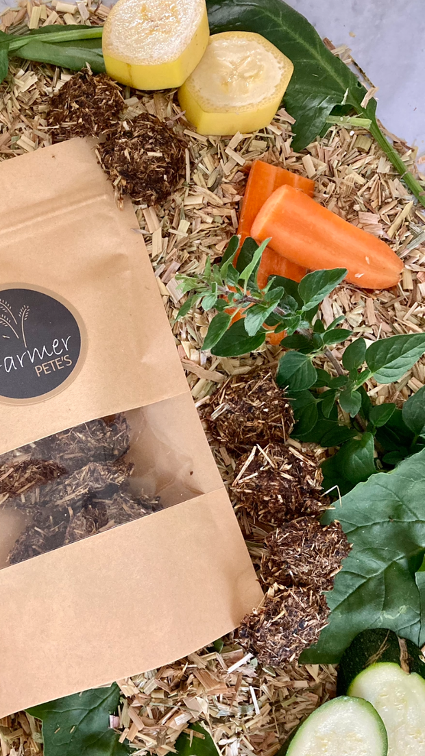 Monday Munchie rabbit and guinea pig treats by Farmer Pete's.