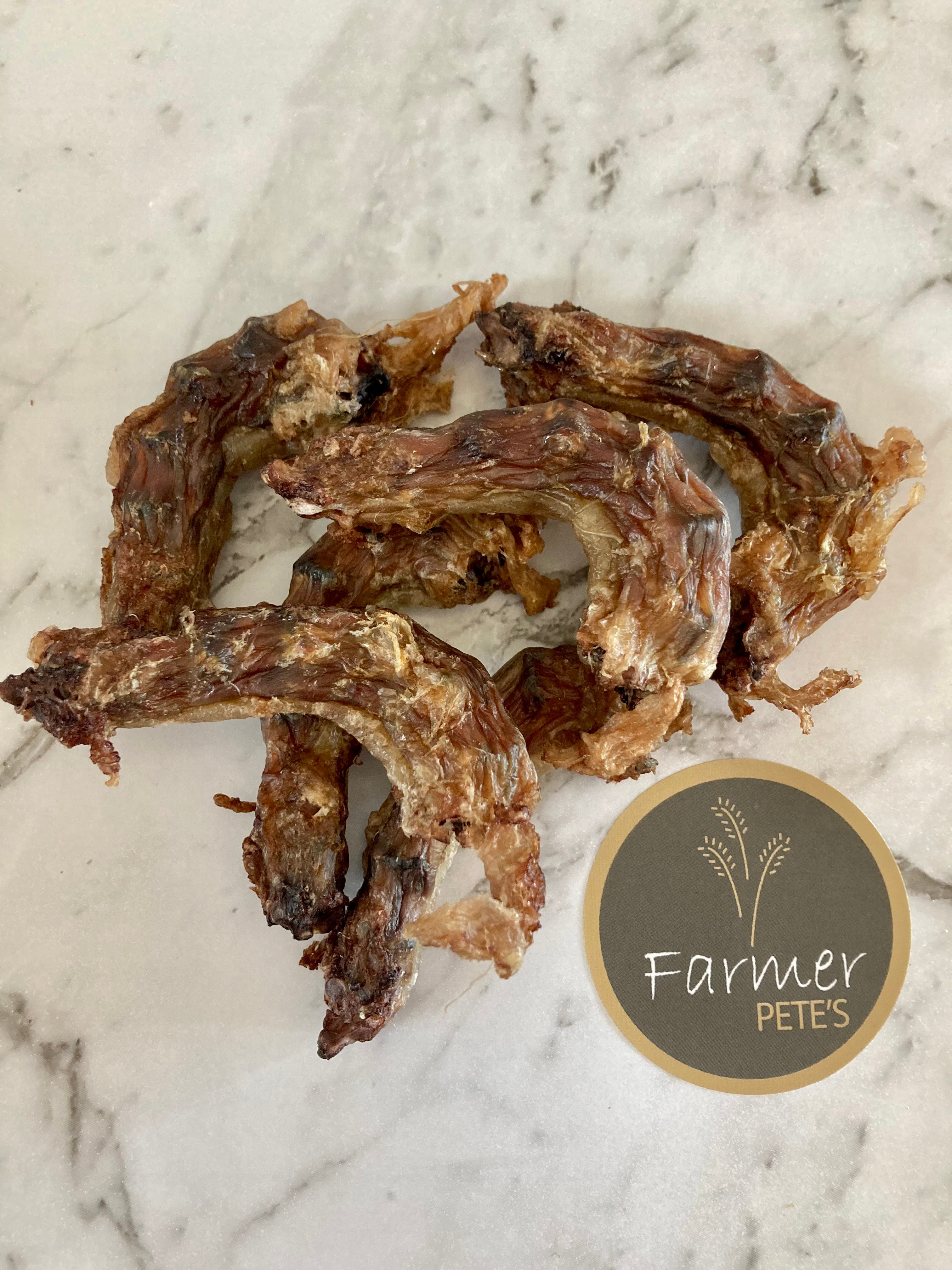 Chicken Necks are dog treats, perfect snack to buy onilne by Farmer Pete's Australian made!