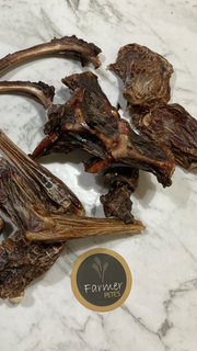 100% Natural Kangaroo mixed bone dog chews. Low in fat. Australian made by Farmer Pete's.